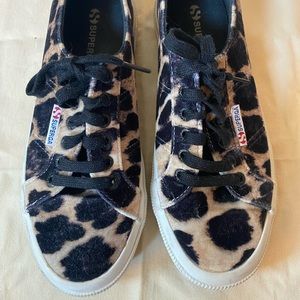Superga Italy Leopard Print Hair Sneakers 39 or 8.5